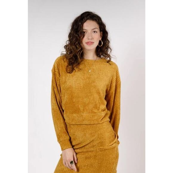 Band of the Free Yellow Gold Ribbed Pullover Sweater - S - Picture 1 of 6